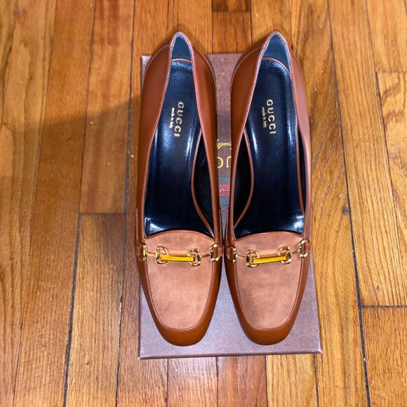 Brow Leather and Suede Gucci heels - Picture 5 of 5